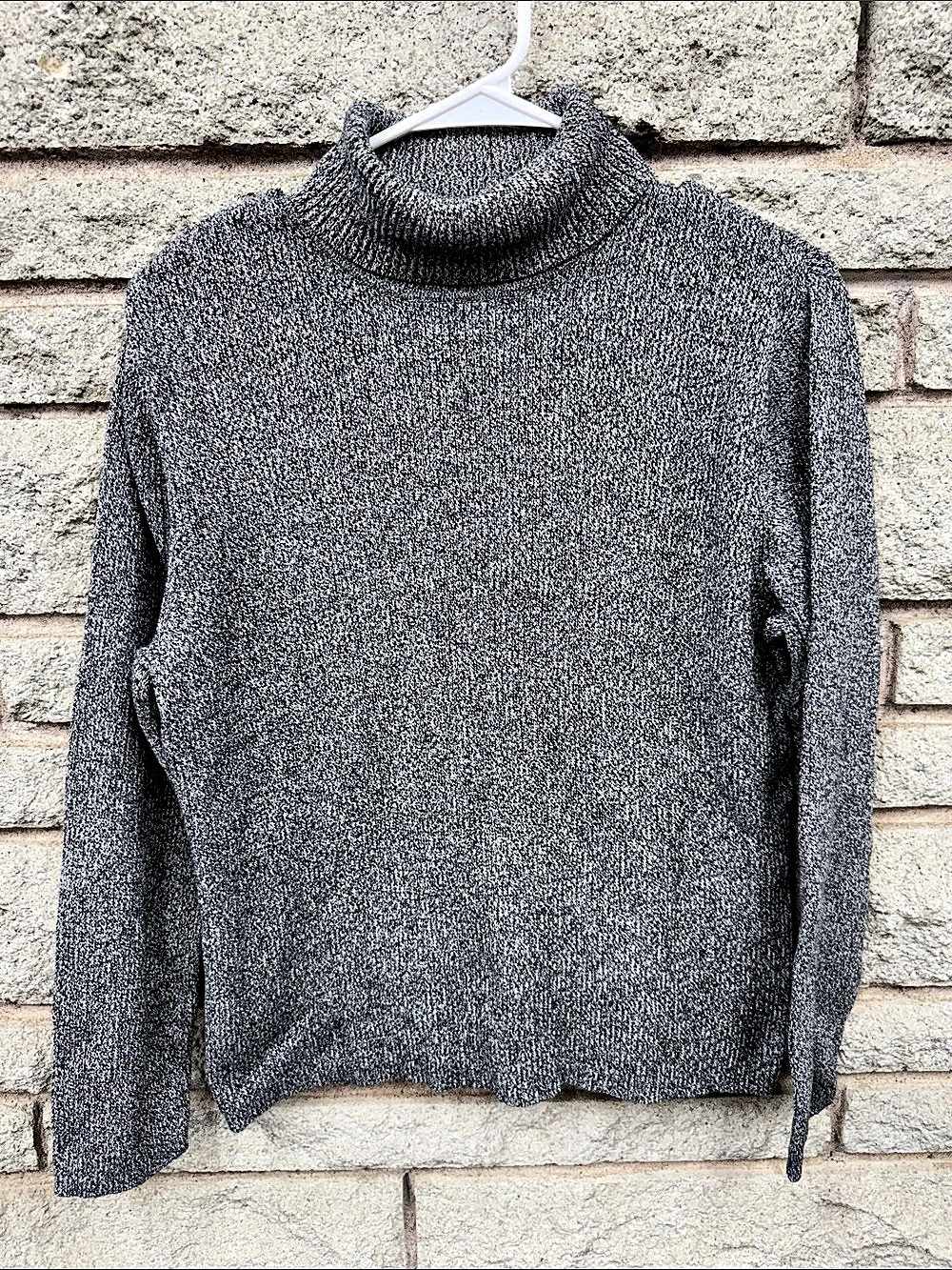 Croft & Barrow Women’s 2X Black White Marled Cotton Turtleneck Sweater